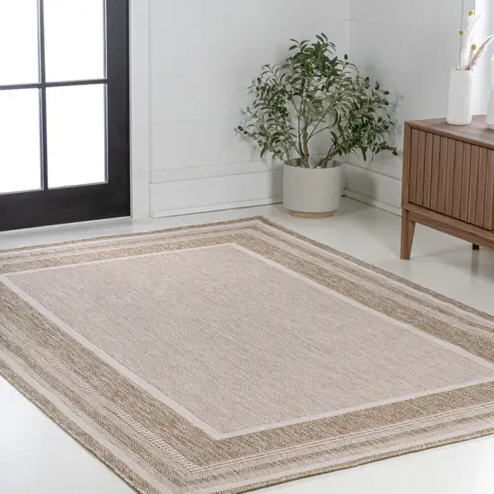 Beige And Cream Indoor Outdoor Area Rug Photo 8