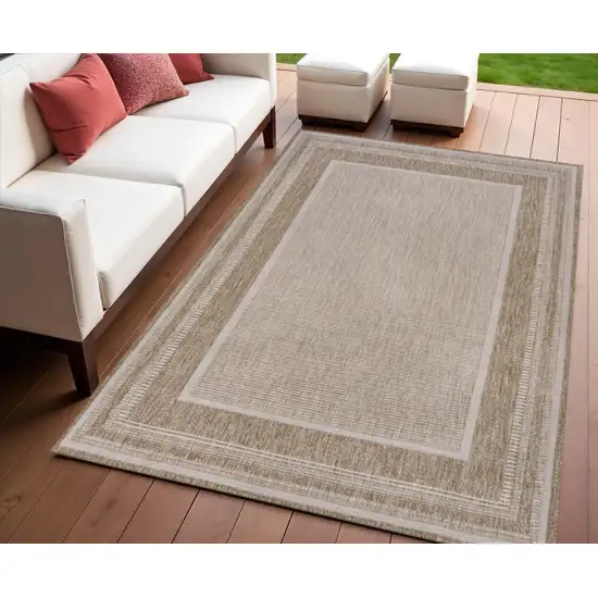 Beige And Cream Indoor Outdoor Area Rug Photo 1