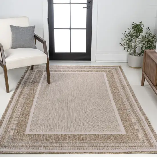 Beige And Cream Indoor Outdoor Area Rug Photo 7