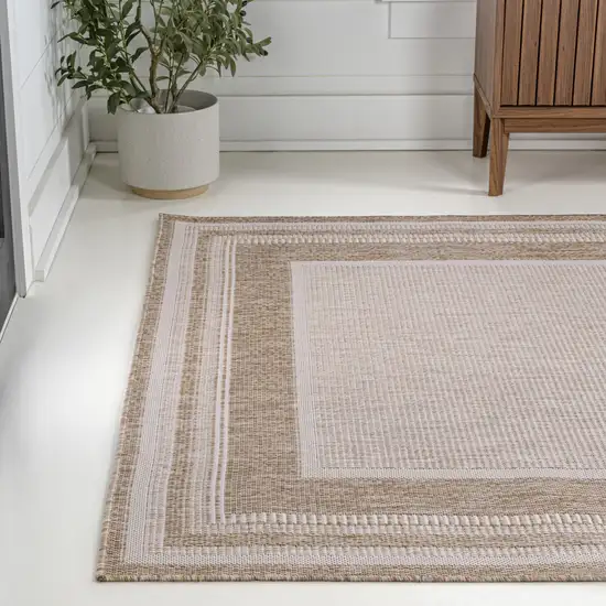 Beige And Cream Indoor Outdoor Area Rug Photo 5