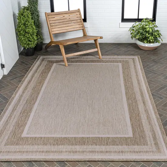 Beige And Cream Indoor Outdoor Area Rug Photo 9