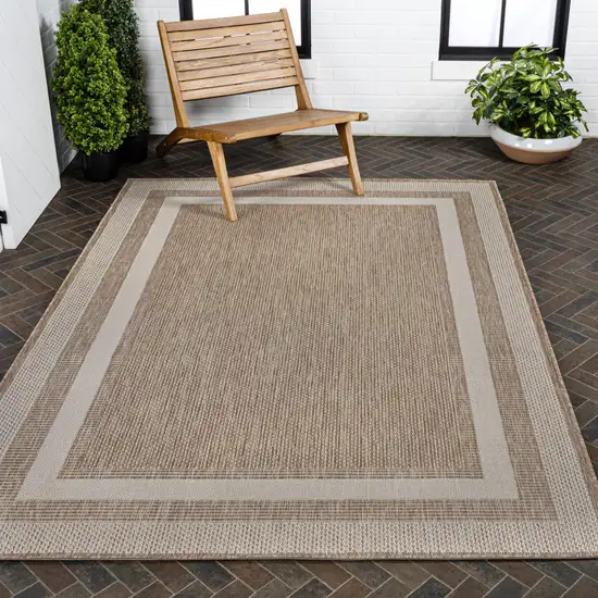Beige And Cream Indoor Outdoor Area Rug Photo 9