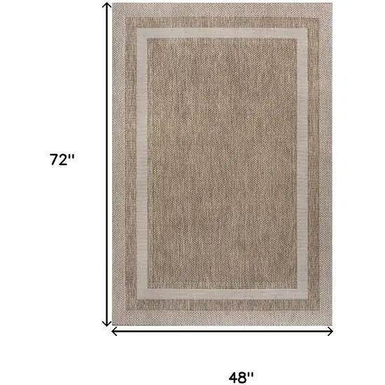 Beige And Cream Indoor Outdoor Area Rug Photo 3
