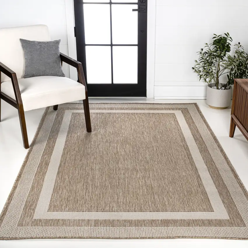 Beige And Cream Indoor Outdoor Area Rug Photo 7