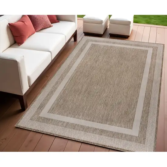 Beige And Cream Indoor Outdoor Area Rug Photo 1