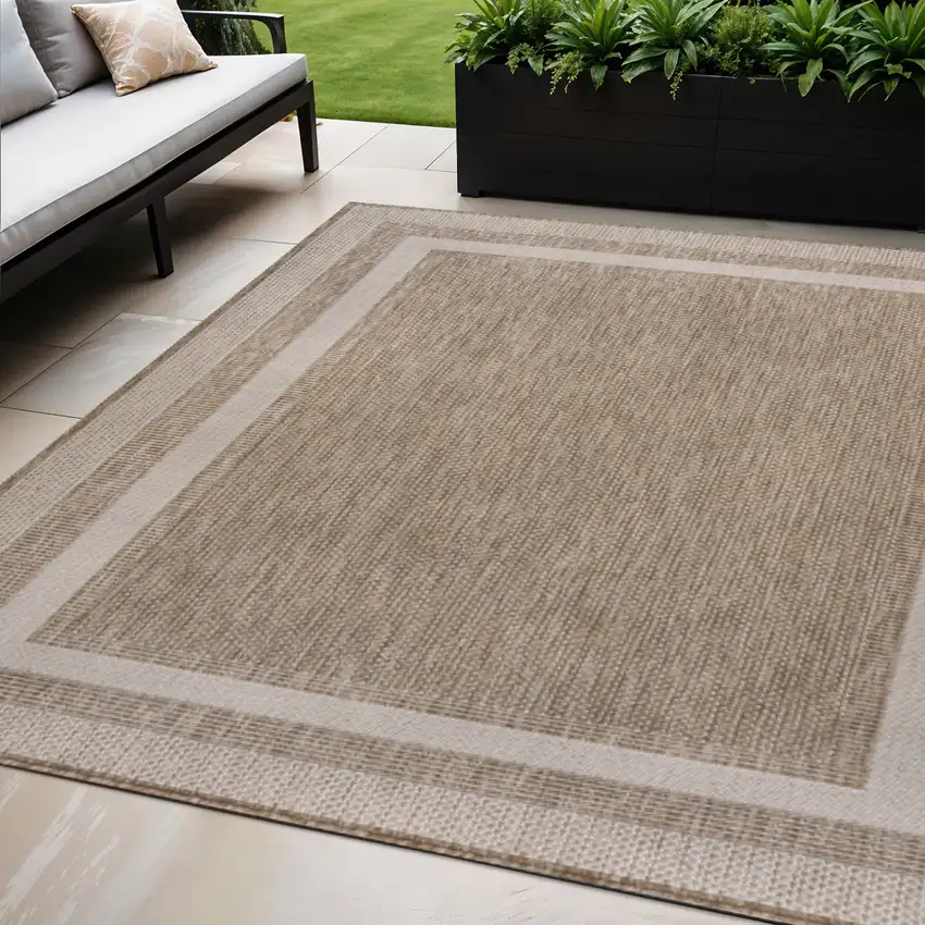 Beige And Cream Indoor Outdoor Area Rug Photo 1