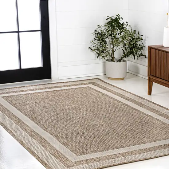 Beige And Cream Indoor Outdoor Area Rug Photo 8