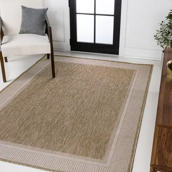 Beige And Cream Indoor Outdoor Area Rug Photo 4