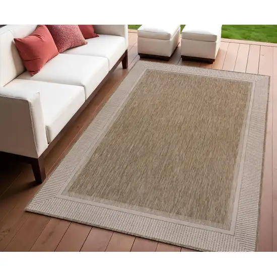 Beige And Cream Indoor Outdoor Area Rug Photo 1