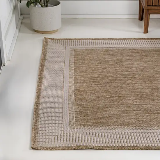 Beige And Cream Indoor Outdoor Area Rug Photo 5