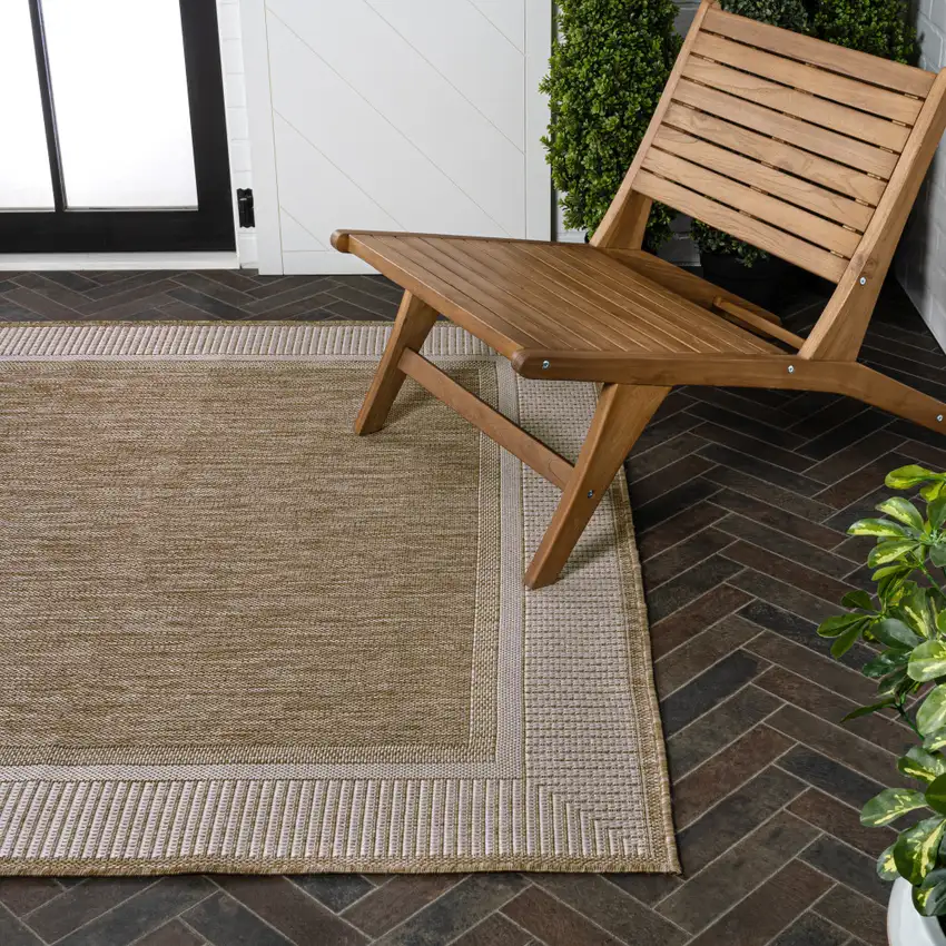 Beige And Cream Indoor Outdoor Area Rug Photo 9
