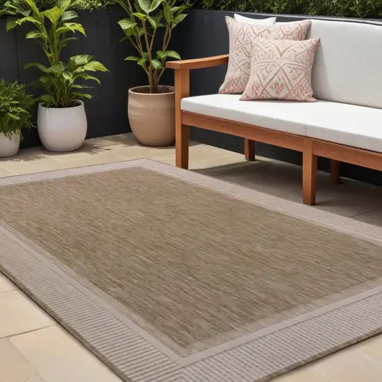 Beige And Cream Indoor Outdoor Area Rug Photo 1