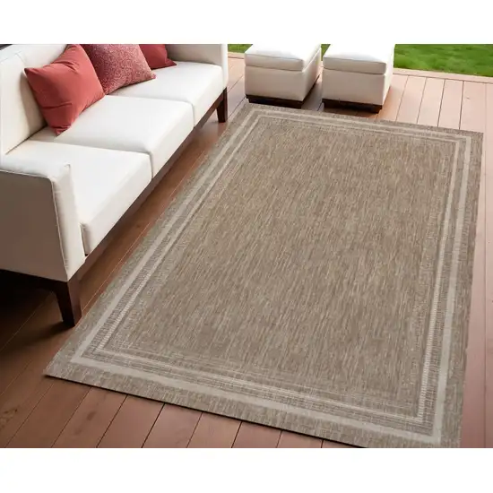 Beige And Cream Indoor Outdoor Area Rug Photo 1