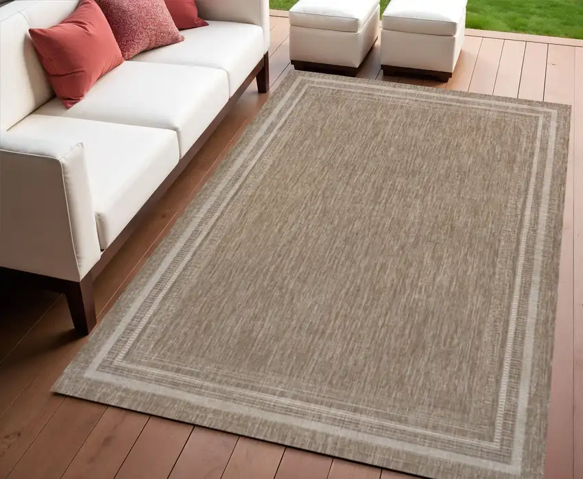 Beige And Cream Indoor Outdoor Area Rug Photo 1