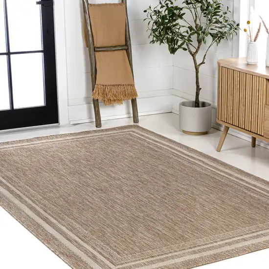 Beige And Cream Indoor Outdoor Area Rug Photo 8