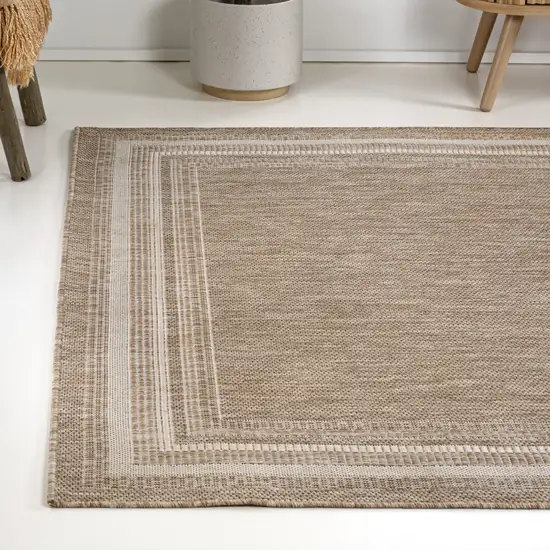 Beige And Cream Indoor Outdoor Area Rug Photo 6