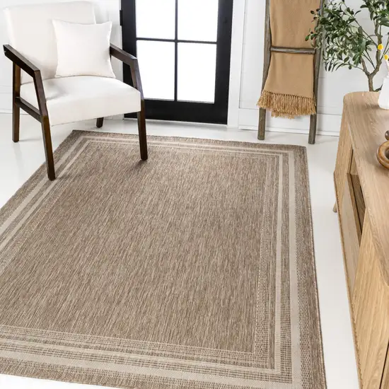 Beige And Cream Indoor Outdoor Area Rug Photo 5