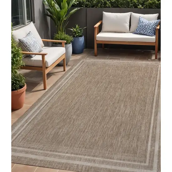 Beige And Cream Indoor Outdoor Area Rug Photo 1