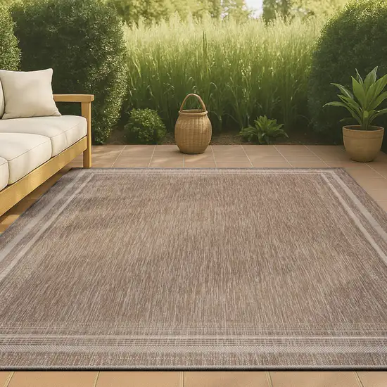 Beige And Cream Indoor Outdoor Area Rug Photo 4