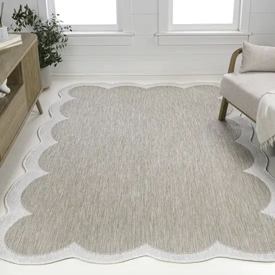 Beige And Cream Indoor Outdoor Area Rug Photo 5