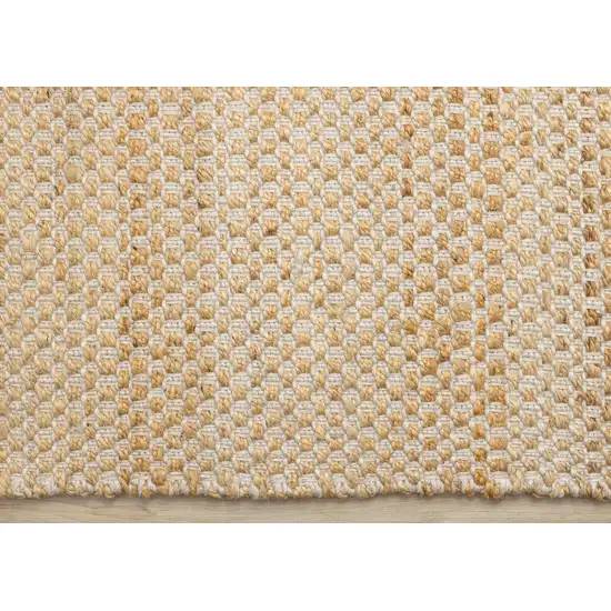 Beige And Cream Jute Geometric Hand Woven Area Rug Photo 8
