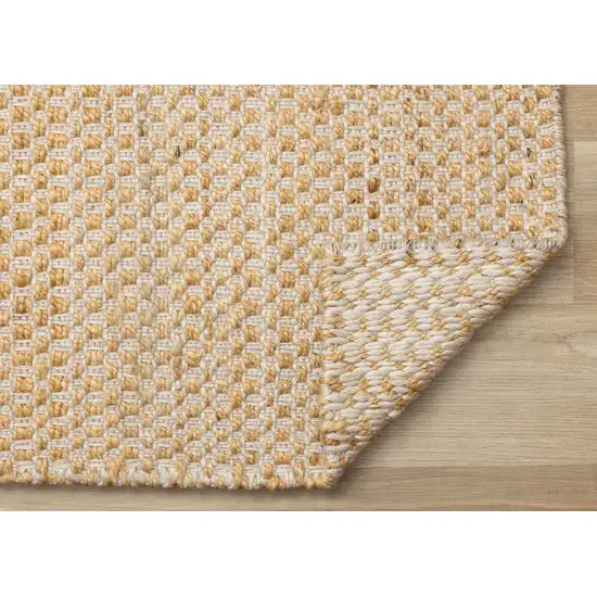 Beige And Cream Jute Geometric Hand Woven Area Rug Photo 9