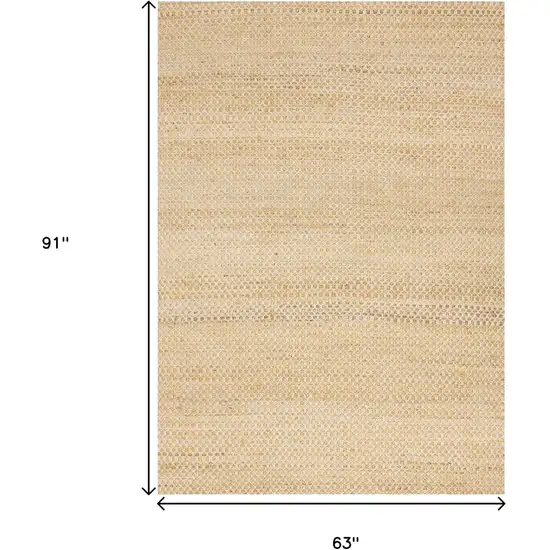 Beige And Cream Jute Geometric Hand Woven Area Rug Photo 3