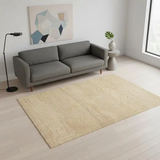 Beige And Cream Jute Geometric Hand Woven Area Rug Photo 1