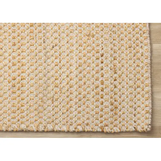Beige And Cream Jute Geometric Hand Woven Area Rug Photo 8