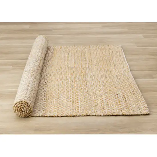 Beige And Cream Jute Geometric Hand Woven Area Rug Photo 9
