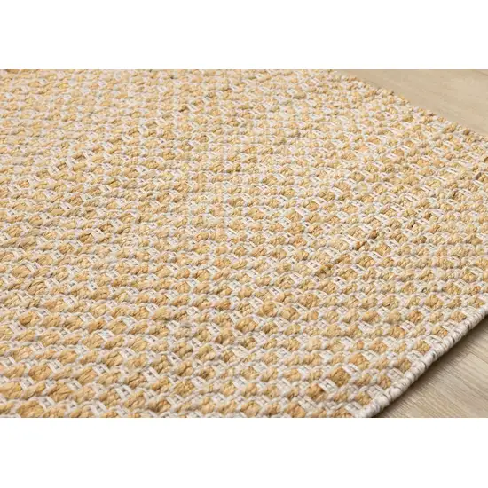 Beige And Cream Jute Geometric Hand Woven Area Rug Photo 7