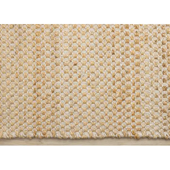 Beige And Cream Jute Geometric Hand Woven Area Rug Photo 9