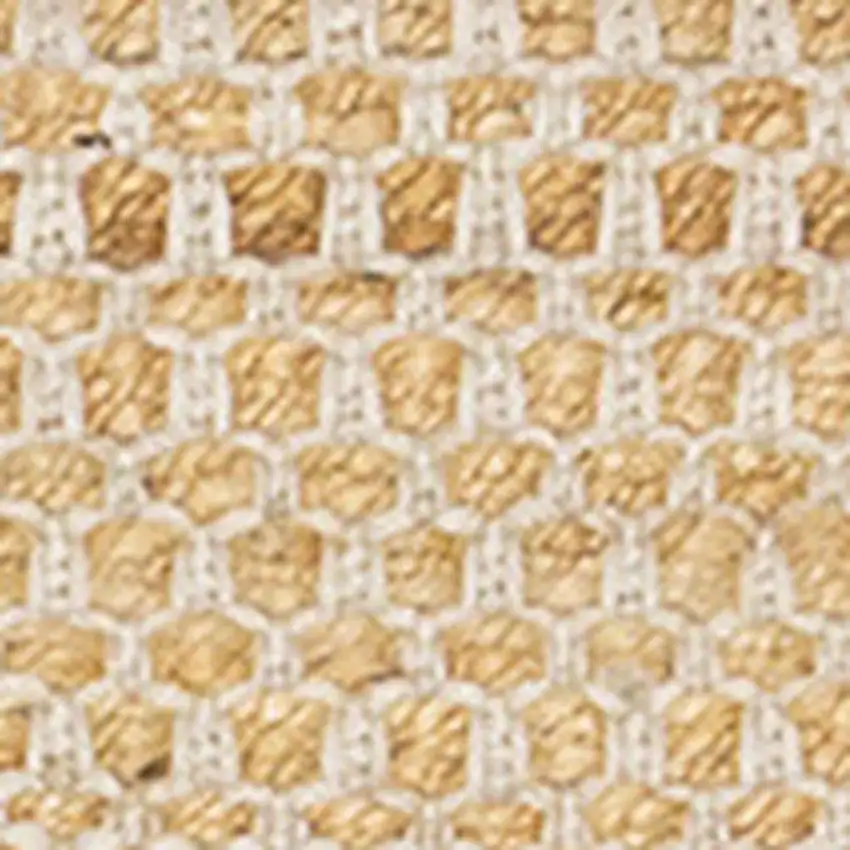 Beige And Cream Jute Geometric Hand Woven Area Rug Photo 5