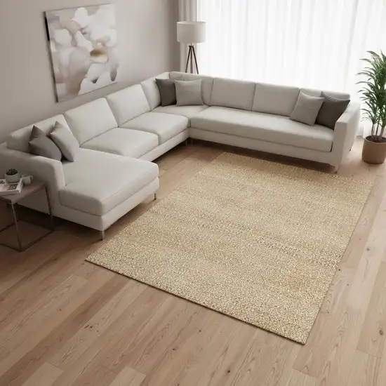 Beige And Cream Jute Geometric Hand Woven Area Rug Photo 1