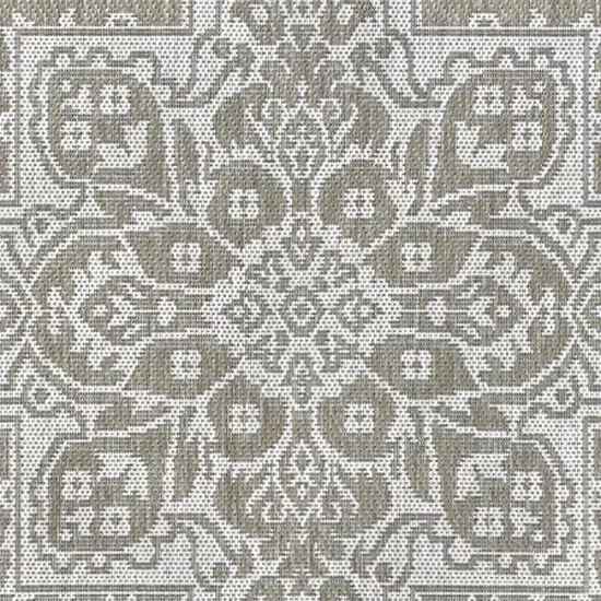 Beige And Cream Medallion Indoor Outdoor Area Rug Photo 2