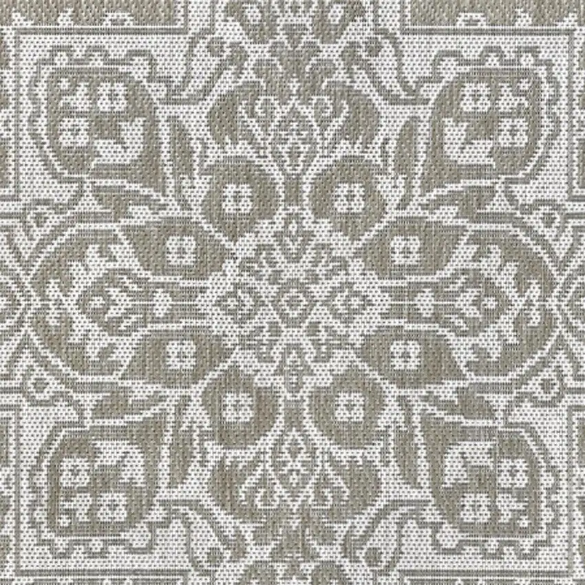 Beige And Cream Medallion Indoor Outdoor Area Rug Photo 2