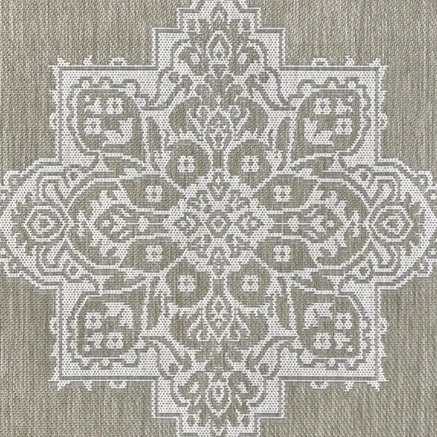 Beige And Cream Medallion Indoor Outdoor Area Rug Photo 3