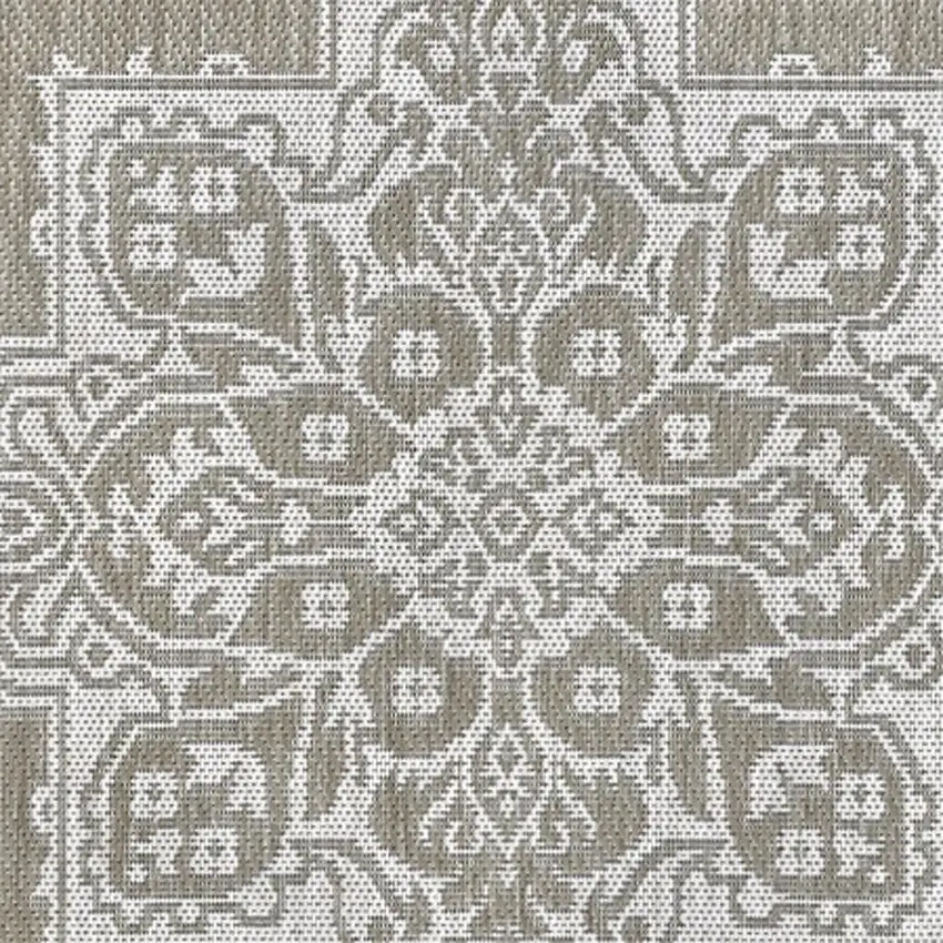Beige And Cream Medallion Indoor Outdoor Area Rug Photo 2