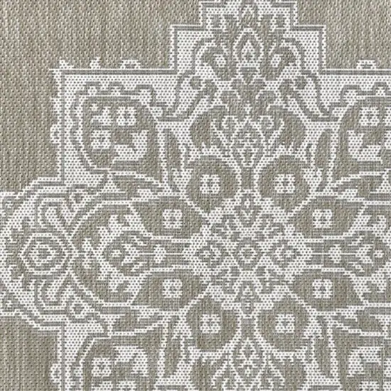Beige And Cream Medallion Indoor Outdoor Area Rug Photo 2