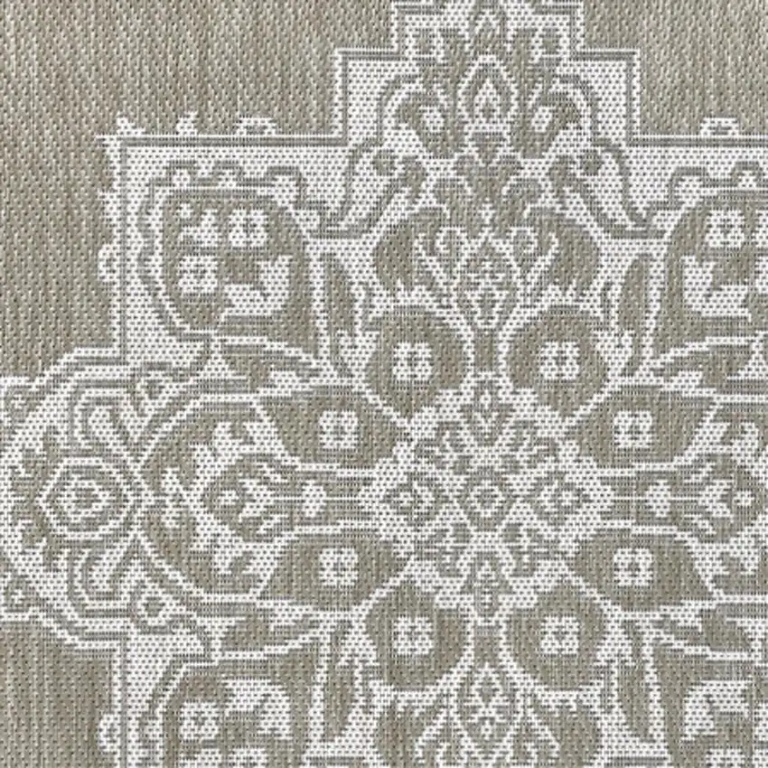 Beige And Cream Medallion Indoor Outdoor Area Rug Photo 2