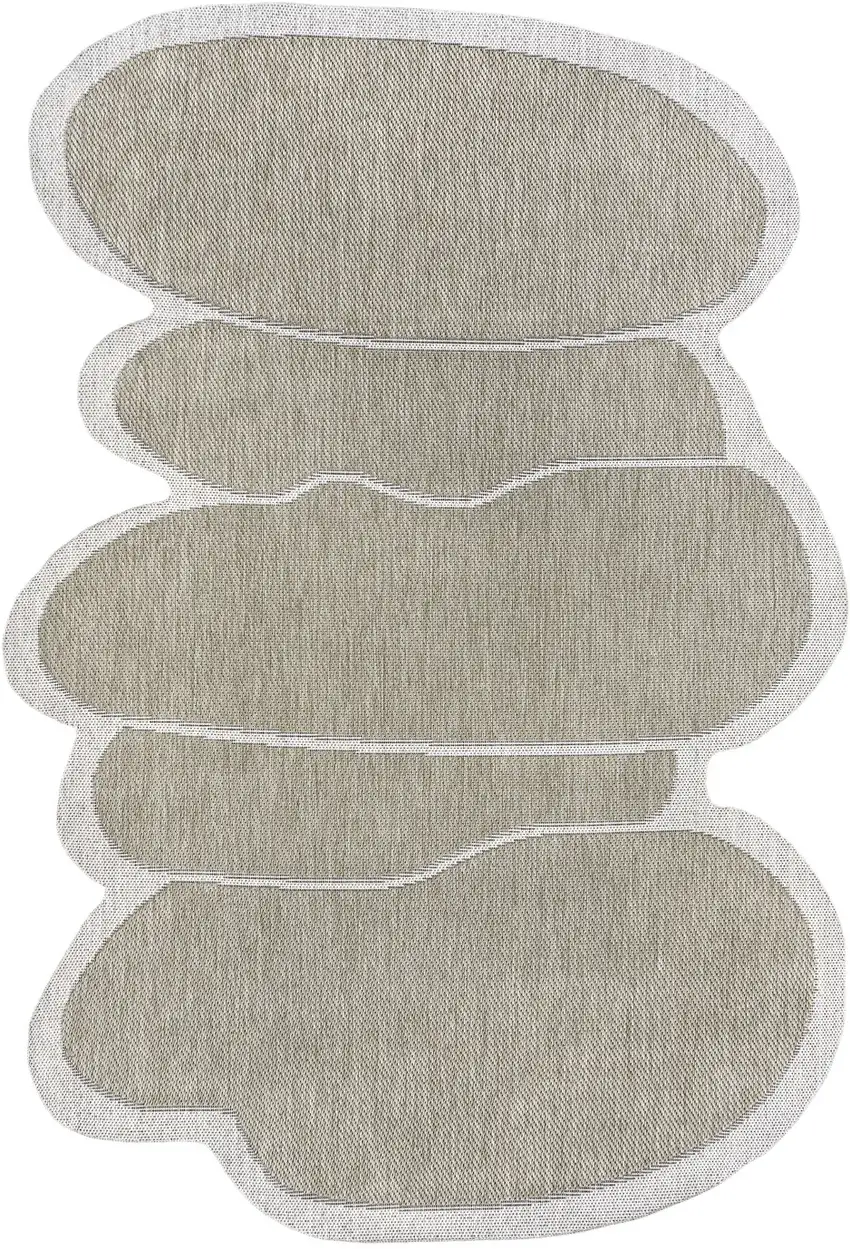 Beige And Cream Medallion Indoor Outdoor Area Rug Photo 1