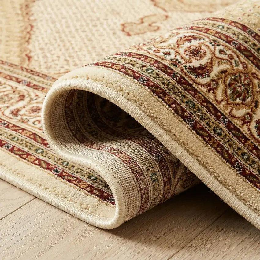 Beige And Cream Moroccan Runner Rug Photo 8