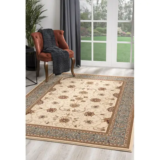 Beige And Cream Oriental Area Rug Photo 7