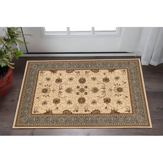 Beige And Cream Oriental Area Rug Photo 2
