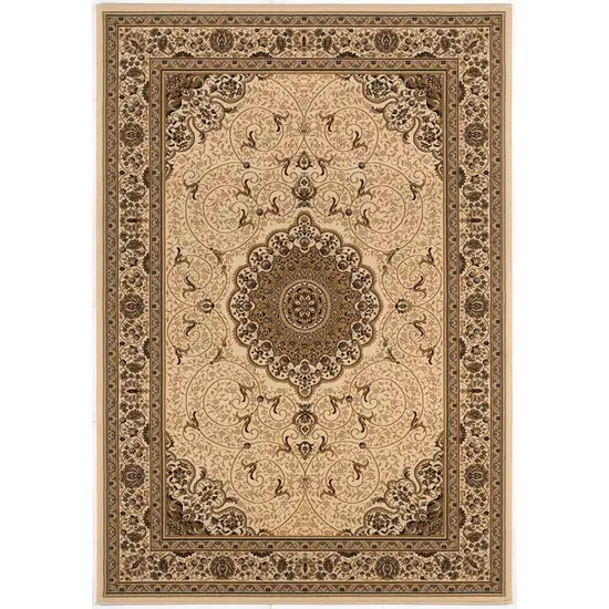 Beige And Cream Oriental Runner Rug Photo 2