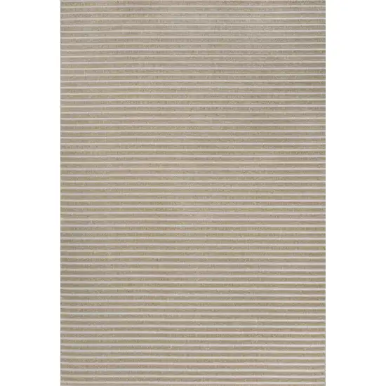 Beige And Cream Striped Indoor Outdoor Area Rug Photo 1