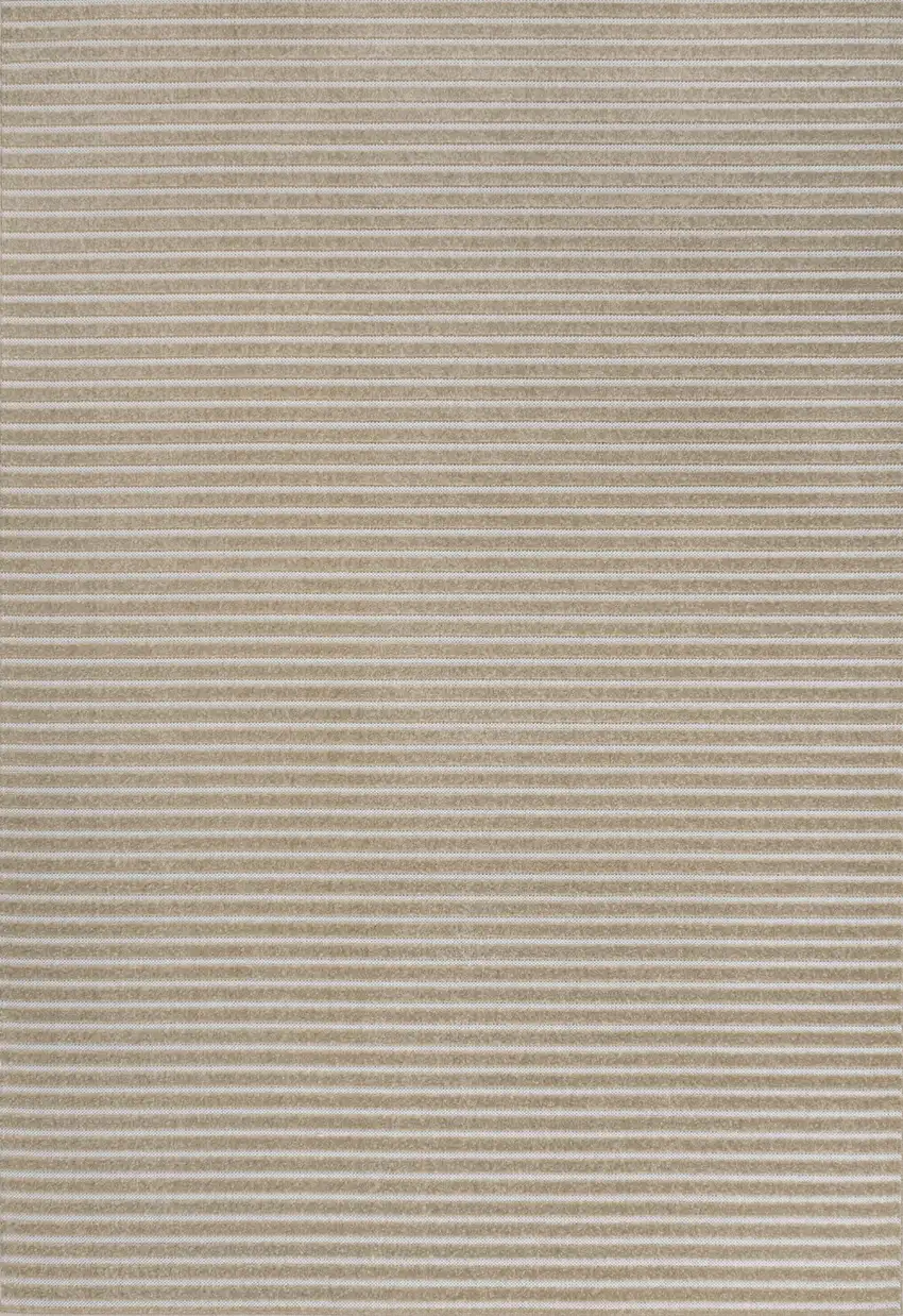 Beige And Cream Striped Indoor Outdoor Area Rug Photo 1