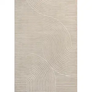 Photo of Beige And Cream Striped Indoor Outdoor Area Rug