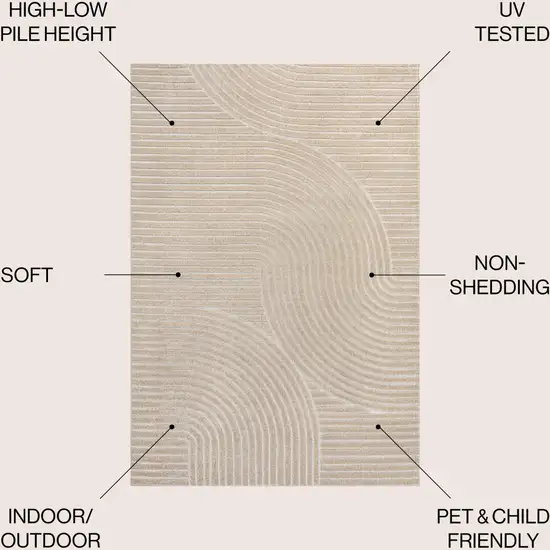 Beige And Cream Striped Indoor Outdoor Area Rug Photo 8