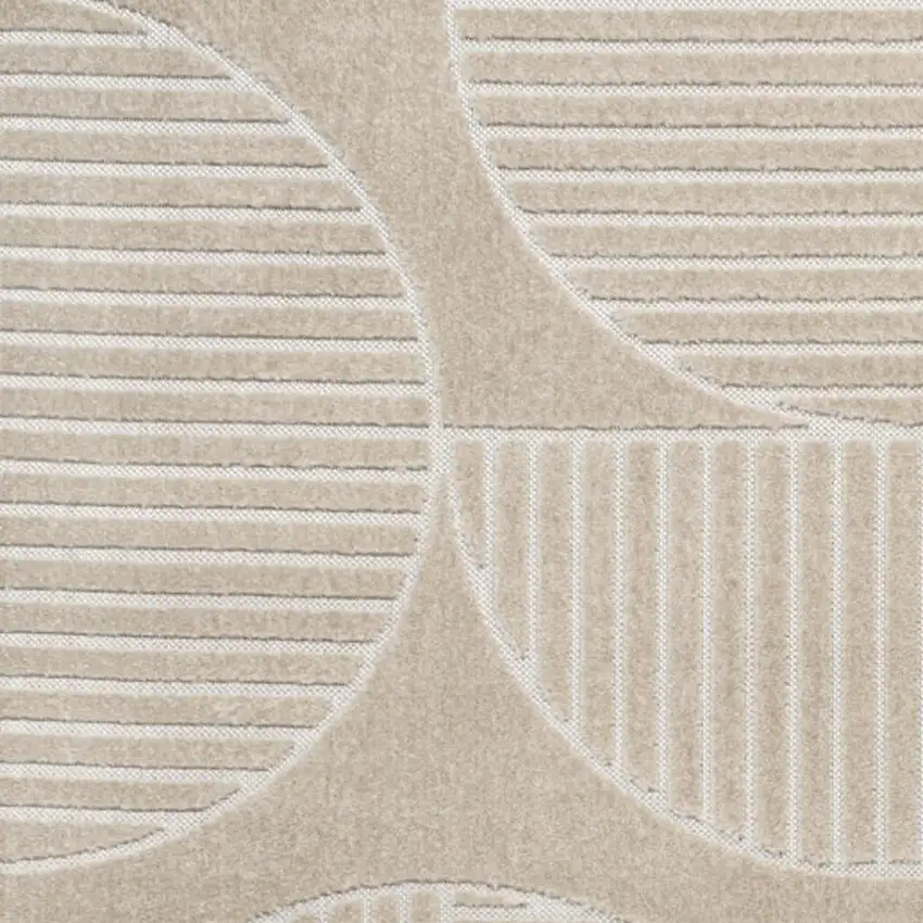 Beige And Cream Striped Indoor Outdoor Area Rug Photo 3